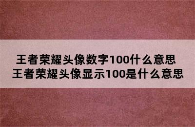 王者荣耀头像数字100什么意思 王者荣耀头像显示100是什么意思